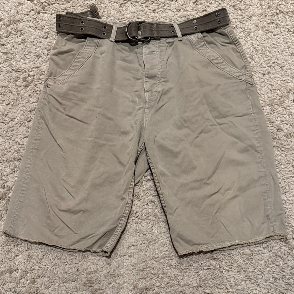Z Brand Men's Khaki/Green Shorts with Belt Button Fly 36 Waist
